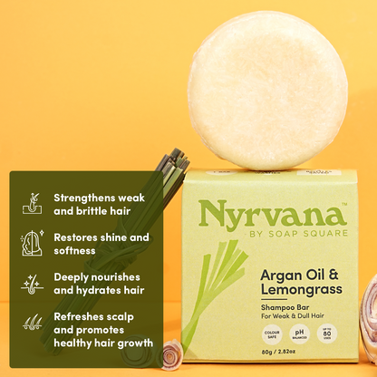 Argan Oil & Lemongrass Shampoo Bar (For Weak & Dull Hair)