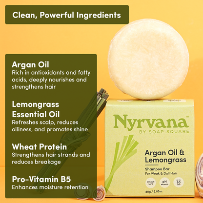 Argan Oil & Lemongrass Shampoo Bar (For Weak & Dull Hair)