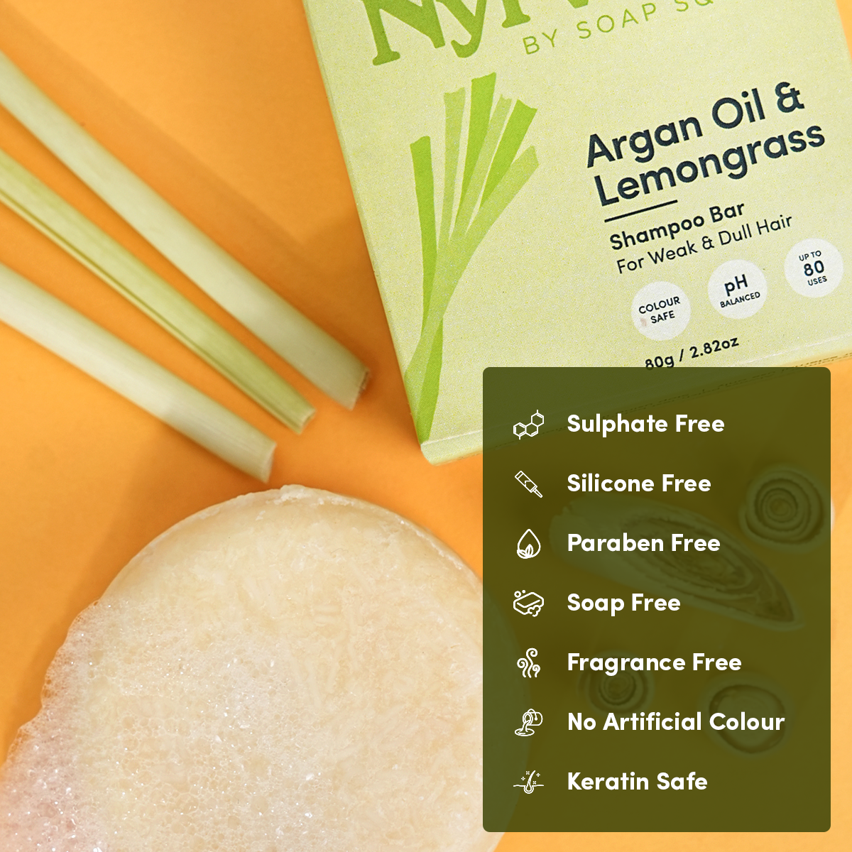 Argan Oil & Lemongrass Shampoo Bar (For Weak & Dull Hair)