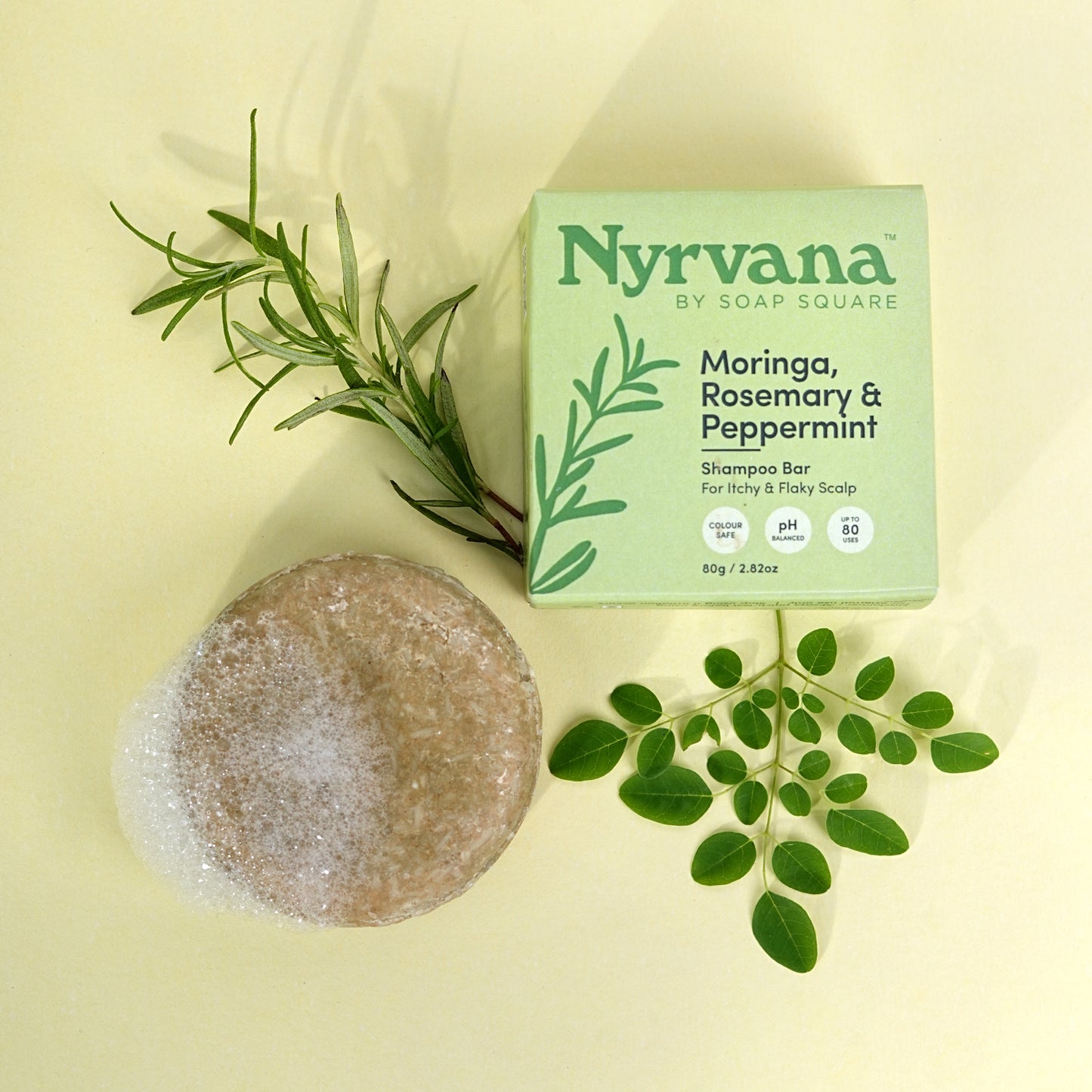 Moringa, Rosemary & Peppermint Shampoo Bar (anti-dandruff)